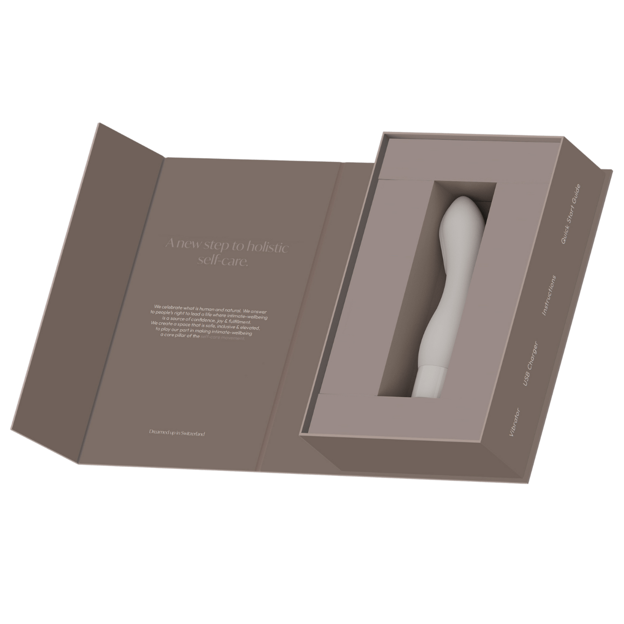 Cima - Naago. Discreet branded packaging for premium external sex toy, designed for elegant, minimalist presentation