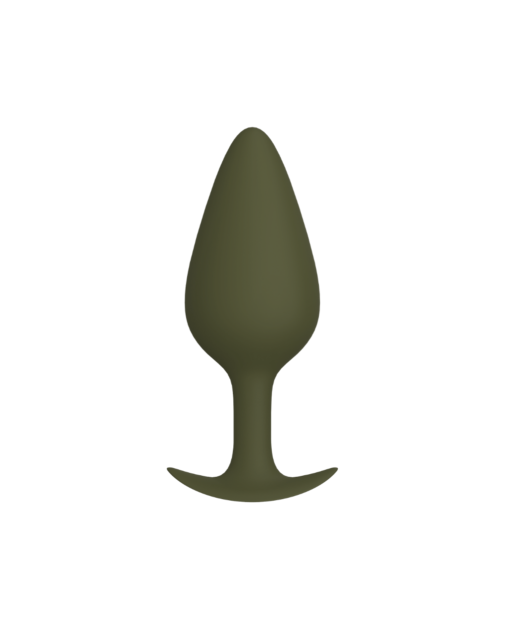 Noce - Naago. Smooth olive-toned anal plug vibrator with flared base shown upright for safe internal pleasure