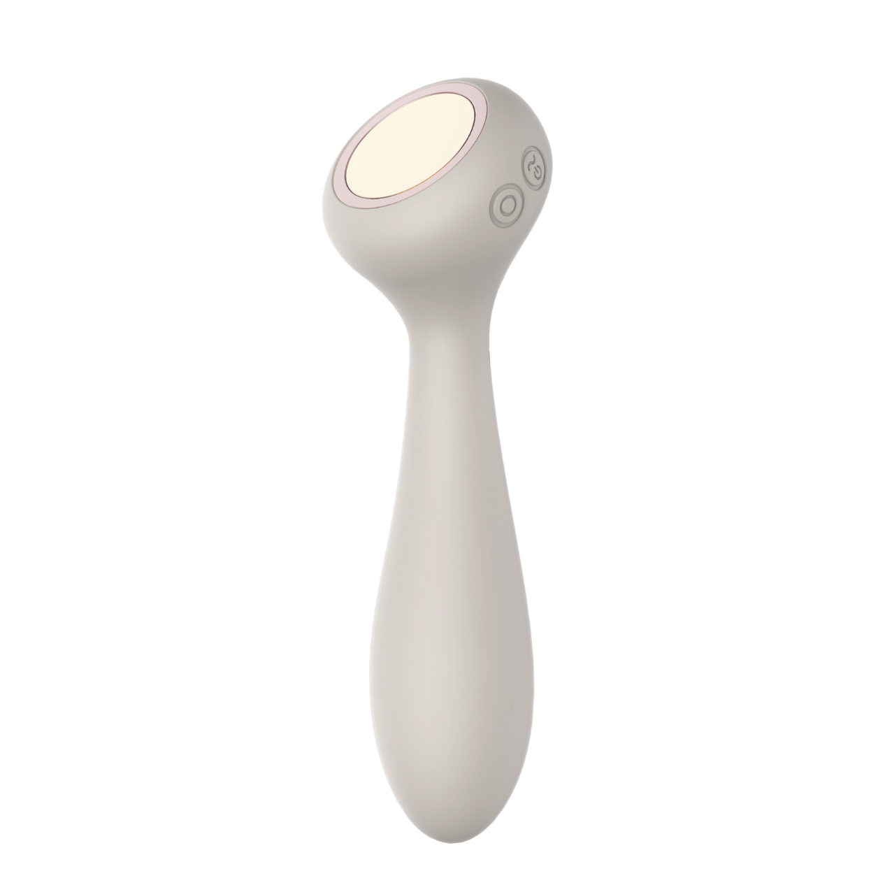 Sol - Naago. Heated-tip vibrator with dual ends for clitoral stimulation and warming touch shown upright on white