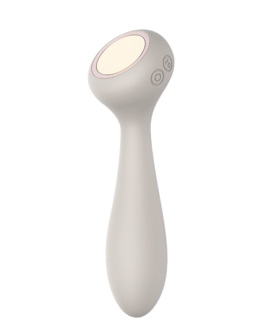 Sol - Naago. Heated-tip vibrator with dual ends for clitoral stimulation and warming touch shown upright on white
