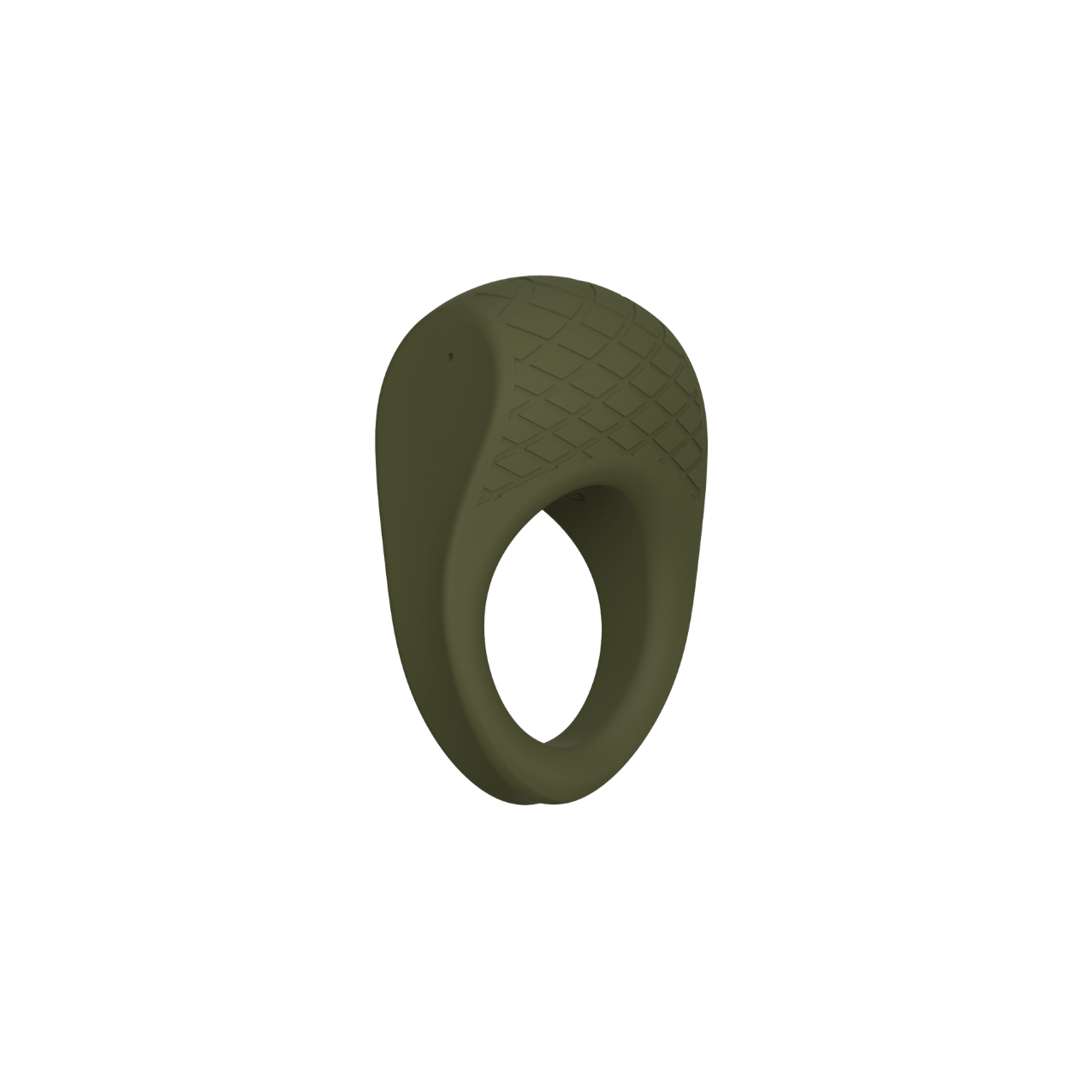 Terra - Naago. Circular vibrating penis ring designed for shared stimulation, made with soft-touch silicone in olive green