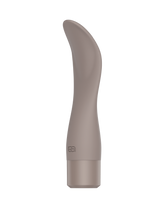 Folia - Naago. Curved ergonomic sex toy in neutral tone shown upright for external stimulation and self-pleasure