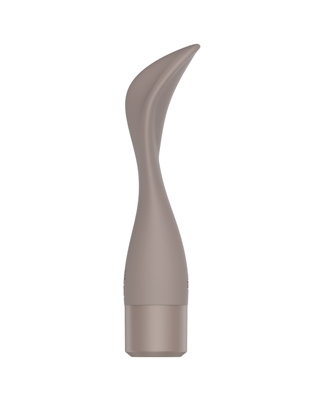 Folia - Naago. Minimalist external vibrator with sculpted shape angled to show contours on white background