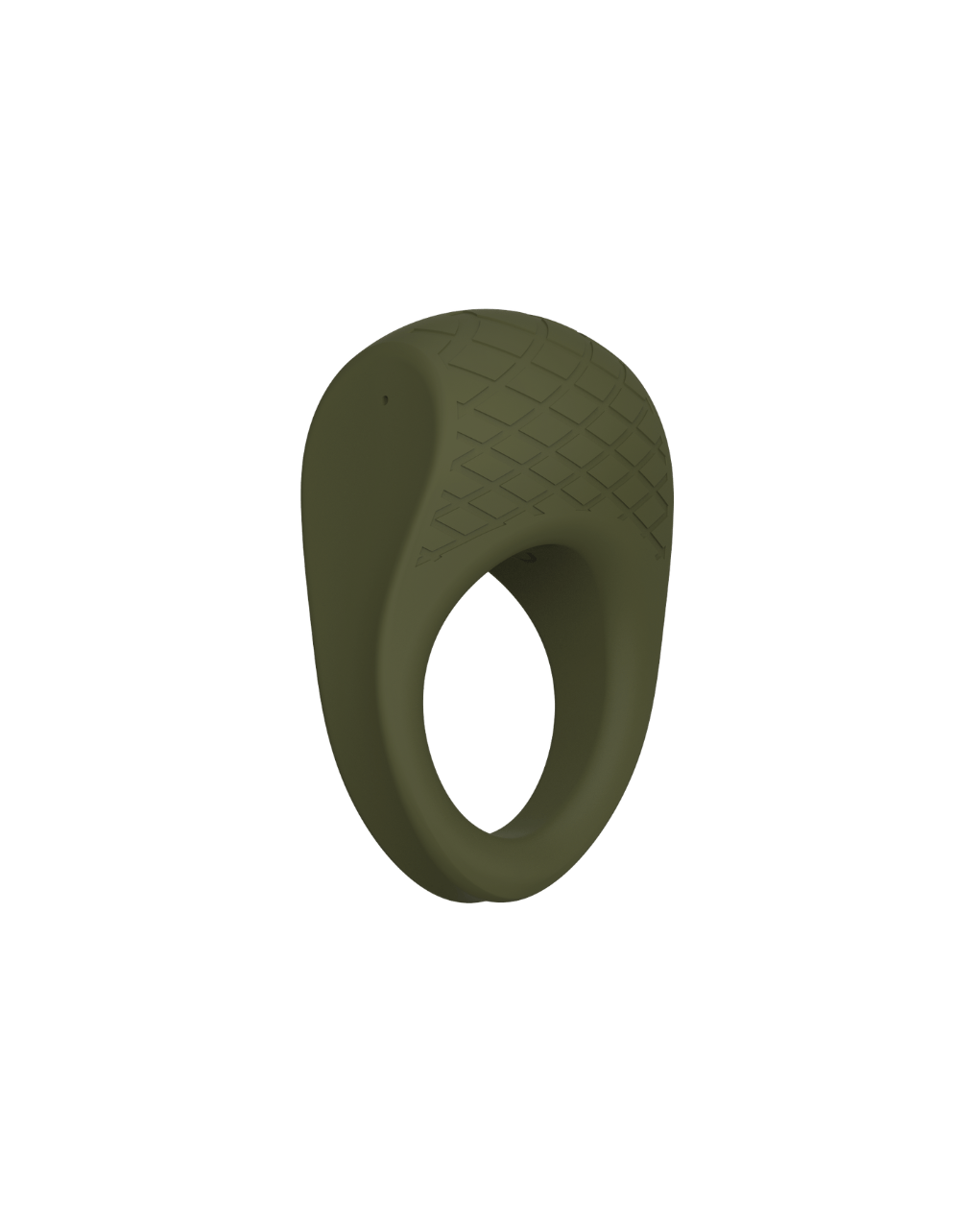 Terra - Naago. Circular vibrating penis ring designed for shared stimulation, made with soft-touch silicone in olive green